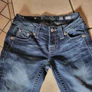 Miss Me Blue Skinny Jeans with Distressed Details